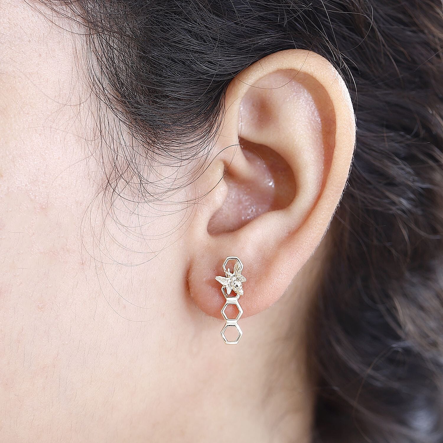 Designer Inspired - 9K Yellow Gold Dangle Earrings