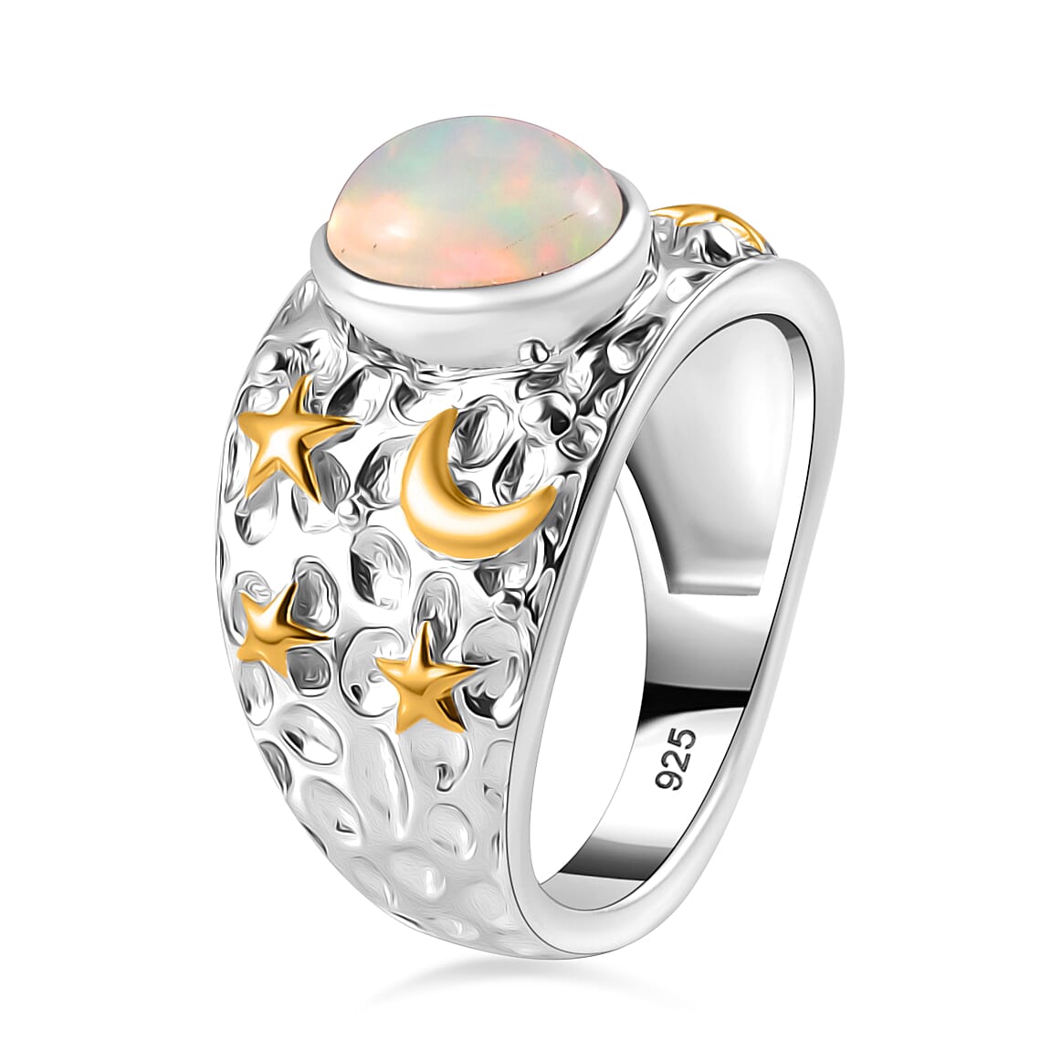 Ethiopian Opal Ring in Rhodium Overlay Sterling Silver 9.34 Ct, Silver wt. 5.89 Gms. Ethiopian Opal Ring in Rhodium Overlay Sterling Silver 9.34 Ct, Silver wt. 5.89 Gms.