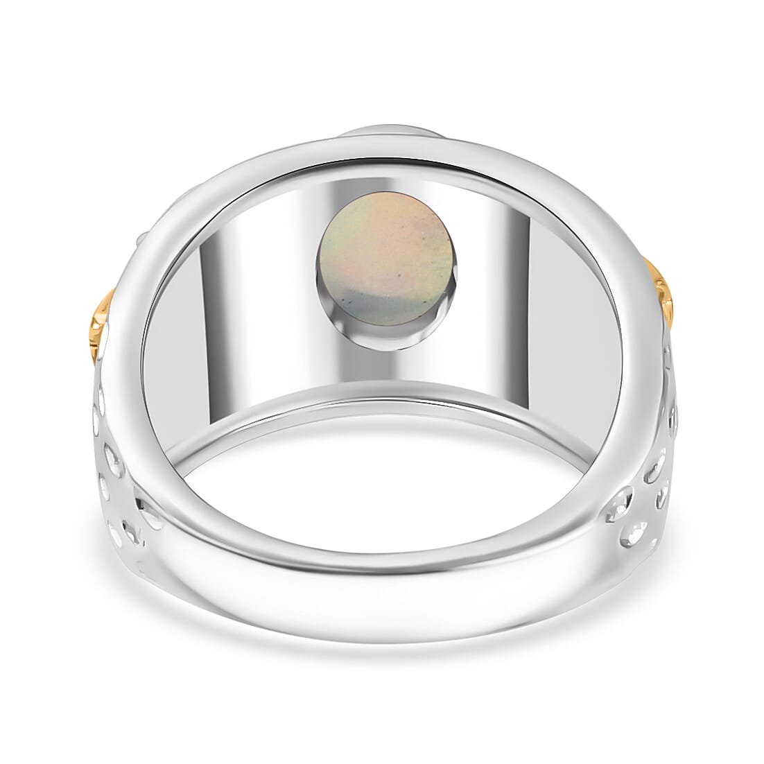 Ethiopian Opal Ring in Rhodium Overlay Sterling Silver 9.34 Ct, Silver wt. 5.89 Gms. Ethiopian Opal Ring in Rhodium Overlay Sterling Silver 9.34 Ct, Silver wt. 5.89 Gms.