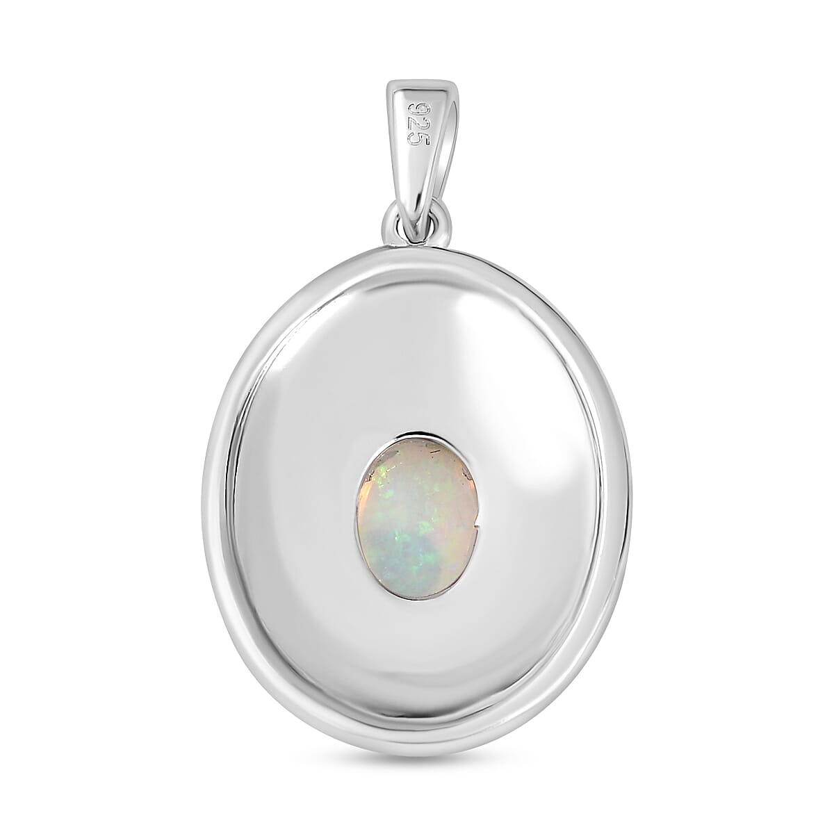 Ethiopian Opal Solitaire Pendant in Rhodium Overlay Sterling Silver 1.15 Ct. Ethiopian Opal Solitaire Pendant in Rhodium Overlay Sterling Silver 1.15 Ct.