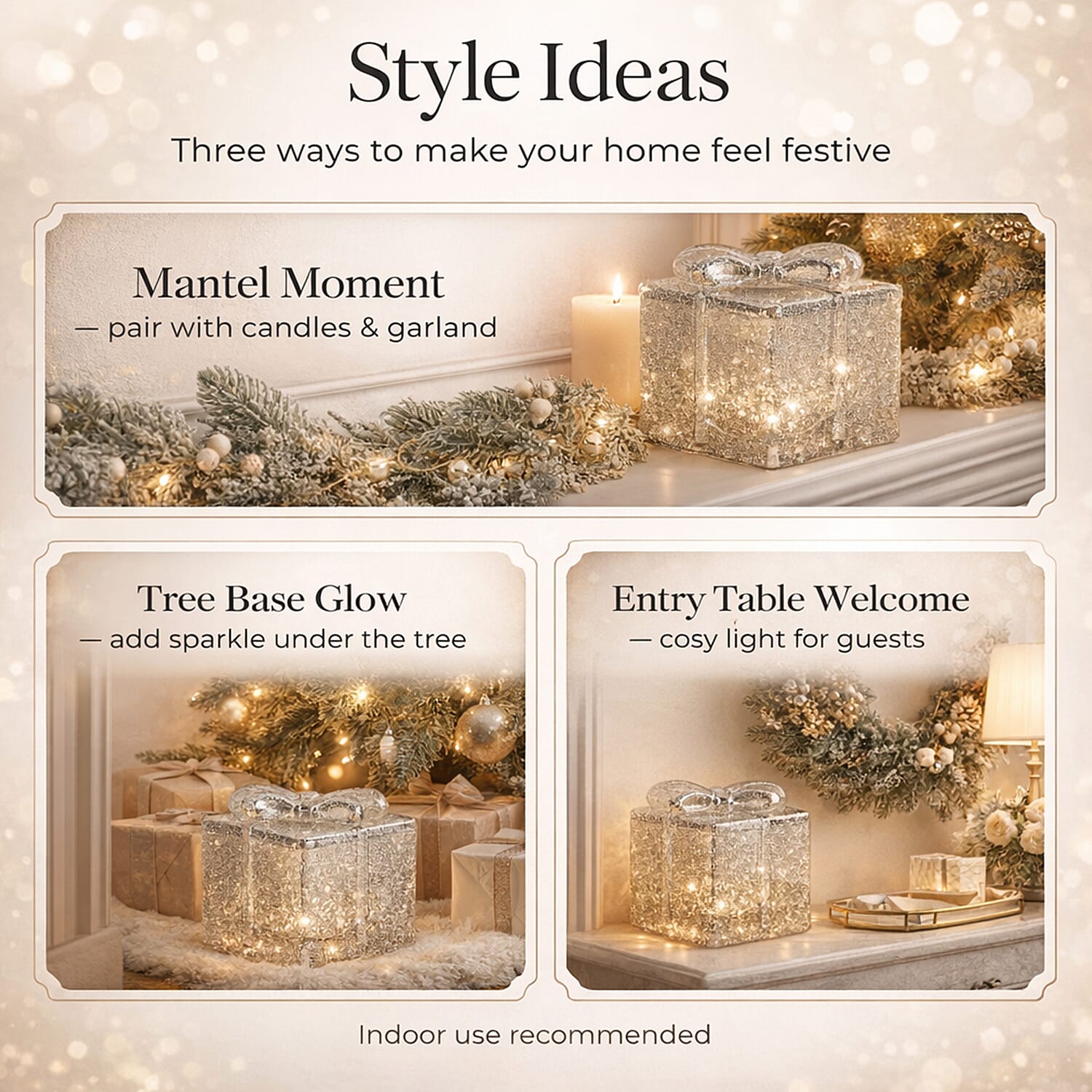 Set of 2 Lighted Gift Box for Christmas