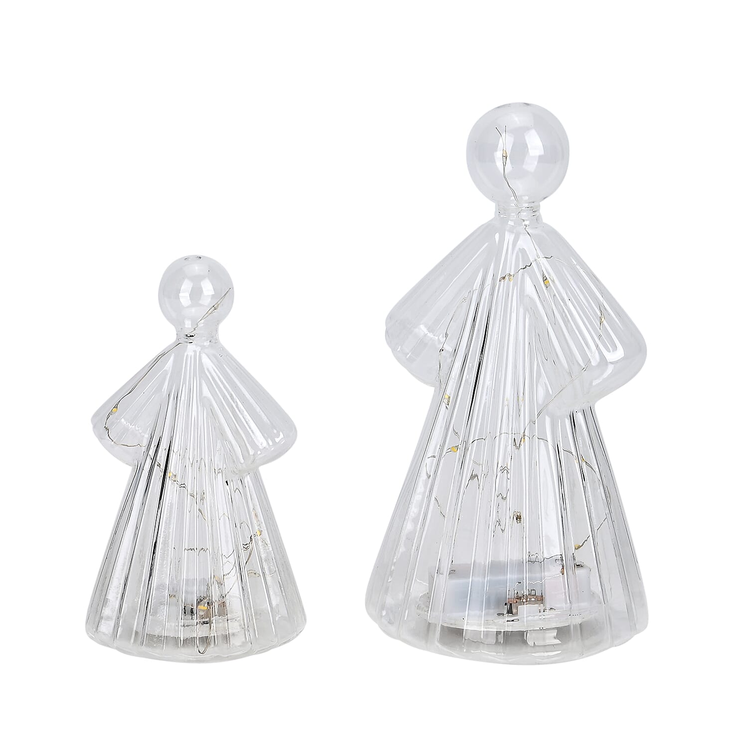 Set of 2 Lighted Glass Angels Christmas Ornament