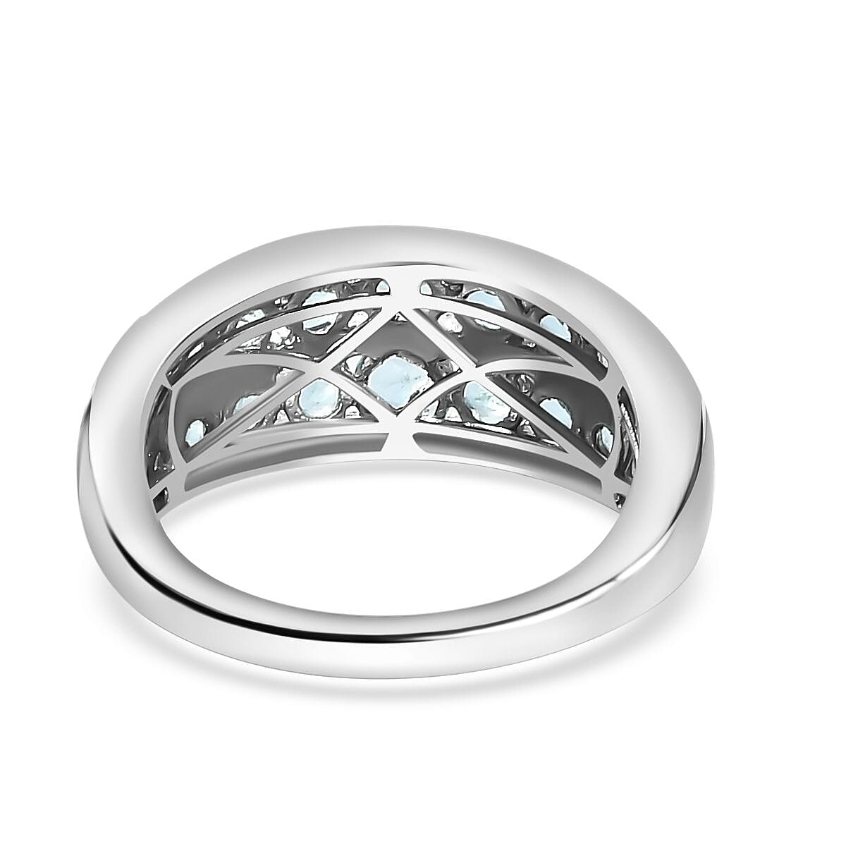 Blue Lagoon Apatite Ring in Rhodium Overlay Sterling Silver 1.916  Ct.