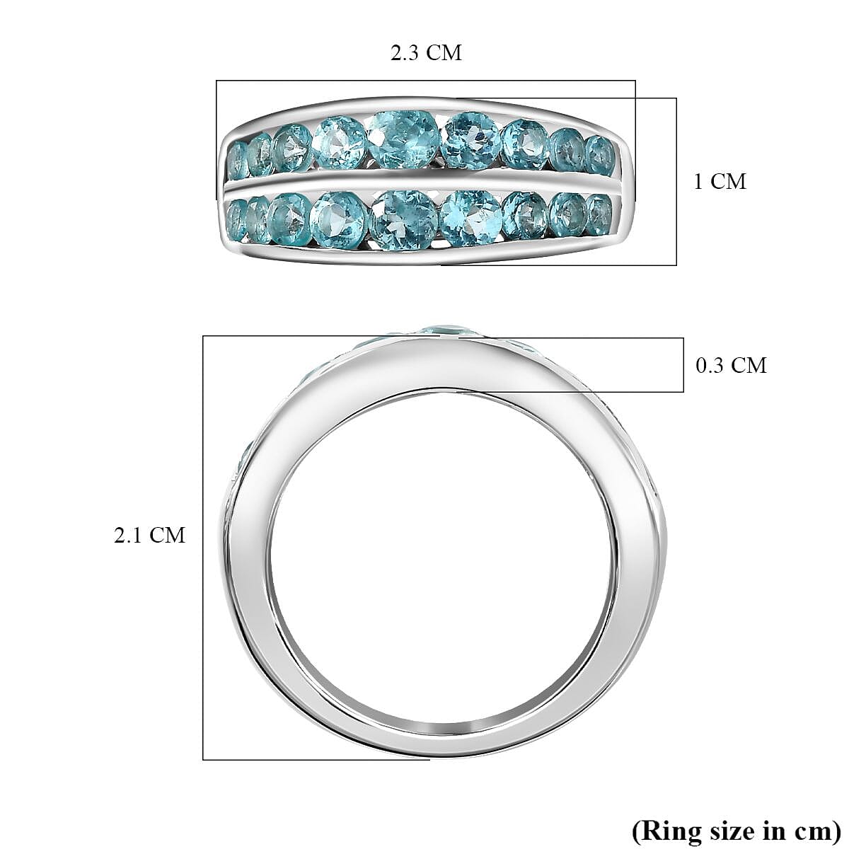 Blue Lagoon Apatite Ring in Rhodium Overlay Sterling Silver 1.916  Ct.