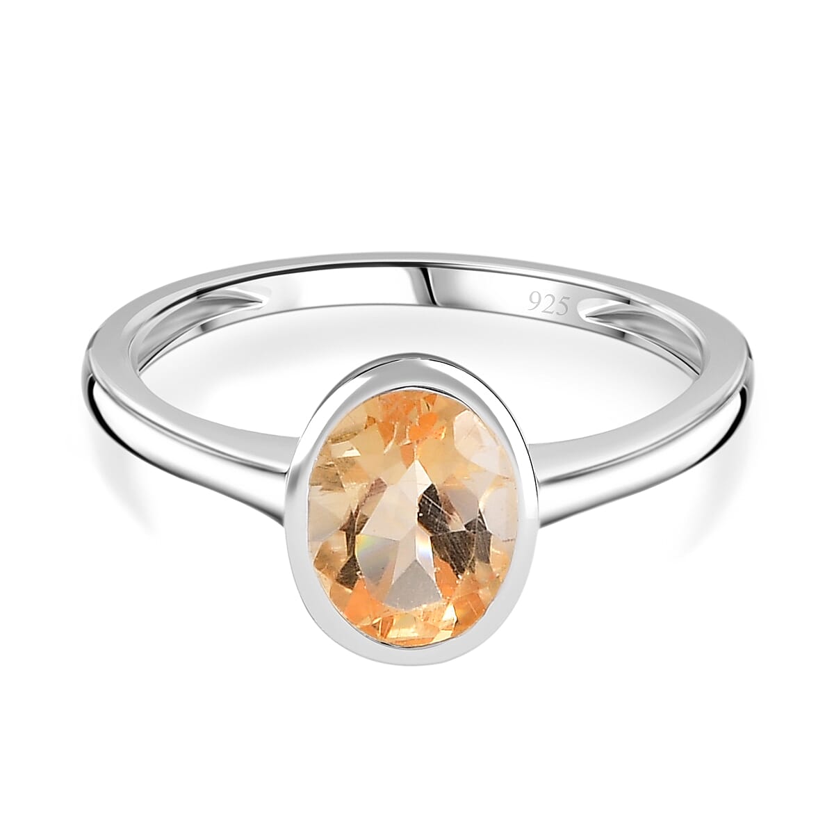 Citrine Solitaire Ring Sterling Silver 1.12 Ct