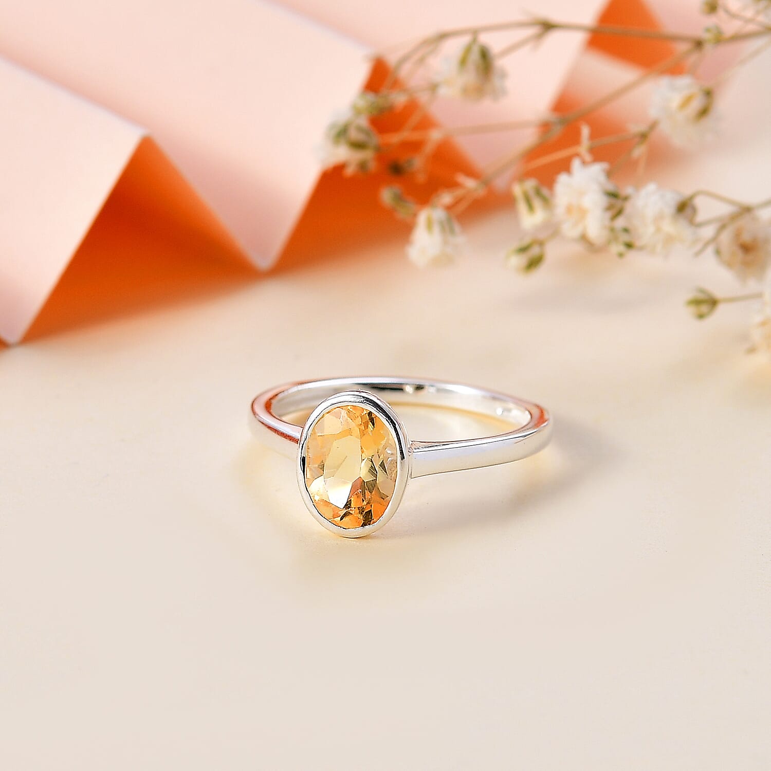 Citrine Solitaire Ring Sterling Silver 1.12 Ct