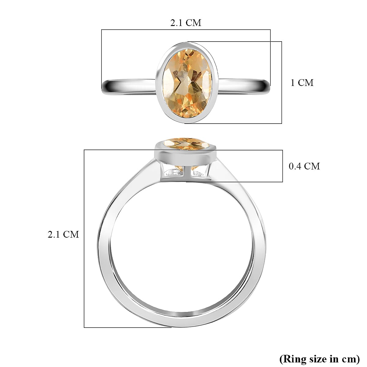 Citrine Solitaire Ring Sterling Silver 1.12 Ct