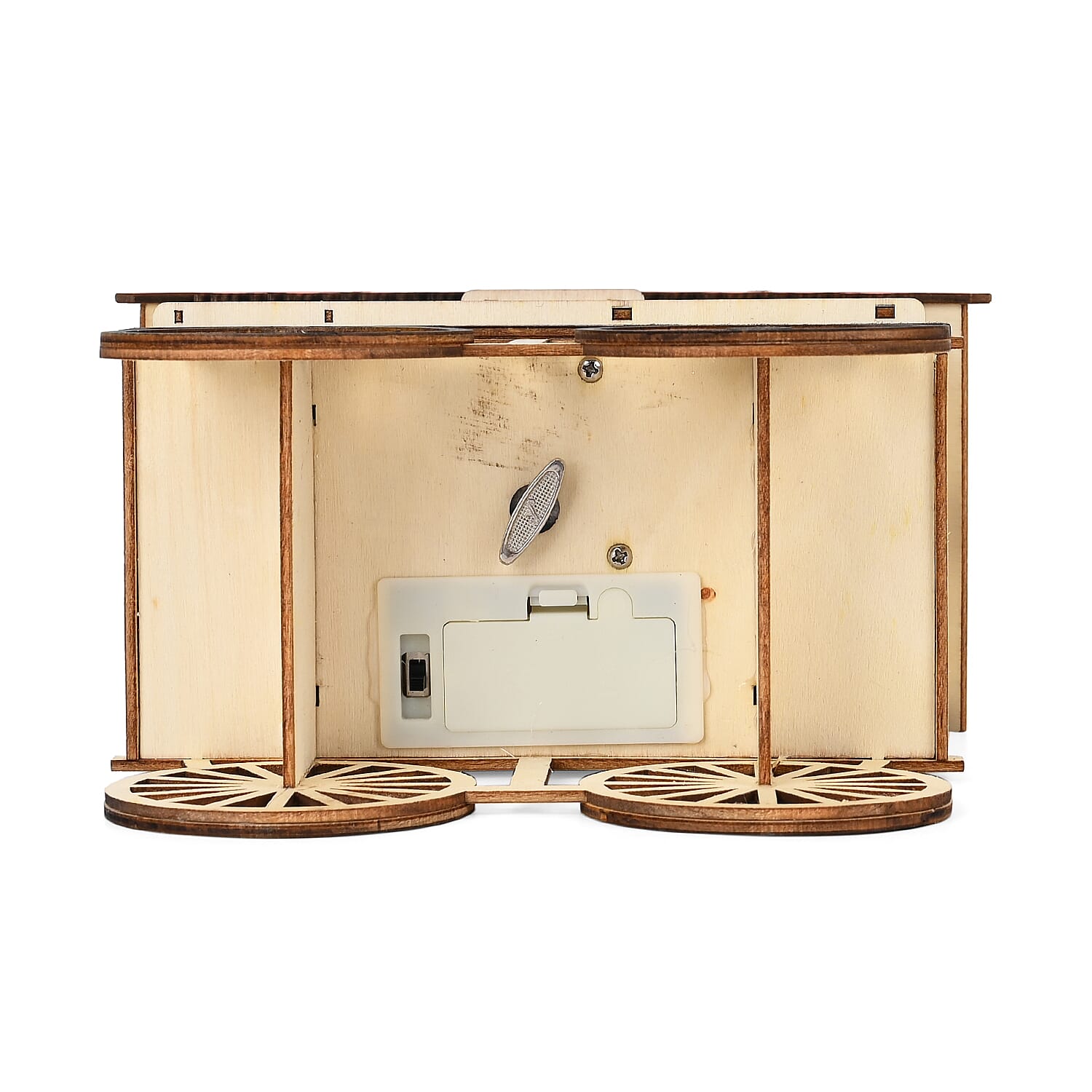 LED Wooden Wagon Christmas Village Scene With Wind Up Music Box