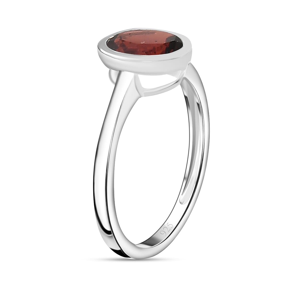 Red Garnet Solitaire Ring Sterling Silver 1.44 Ct.