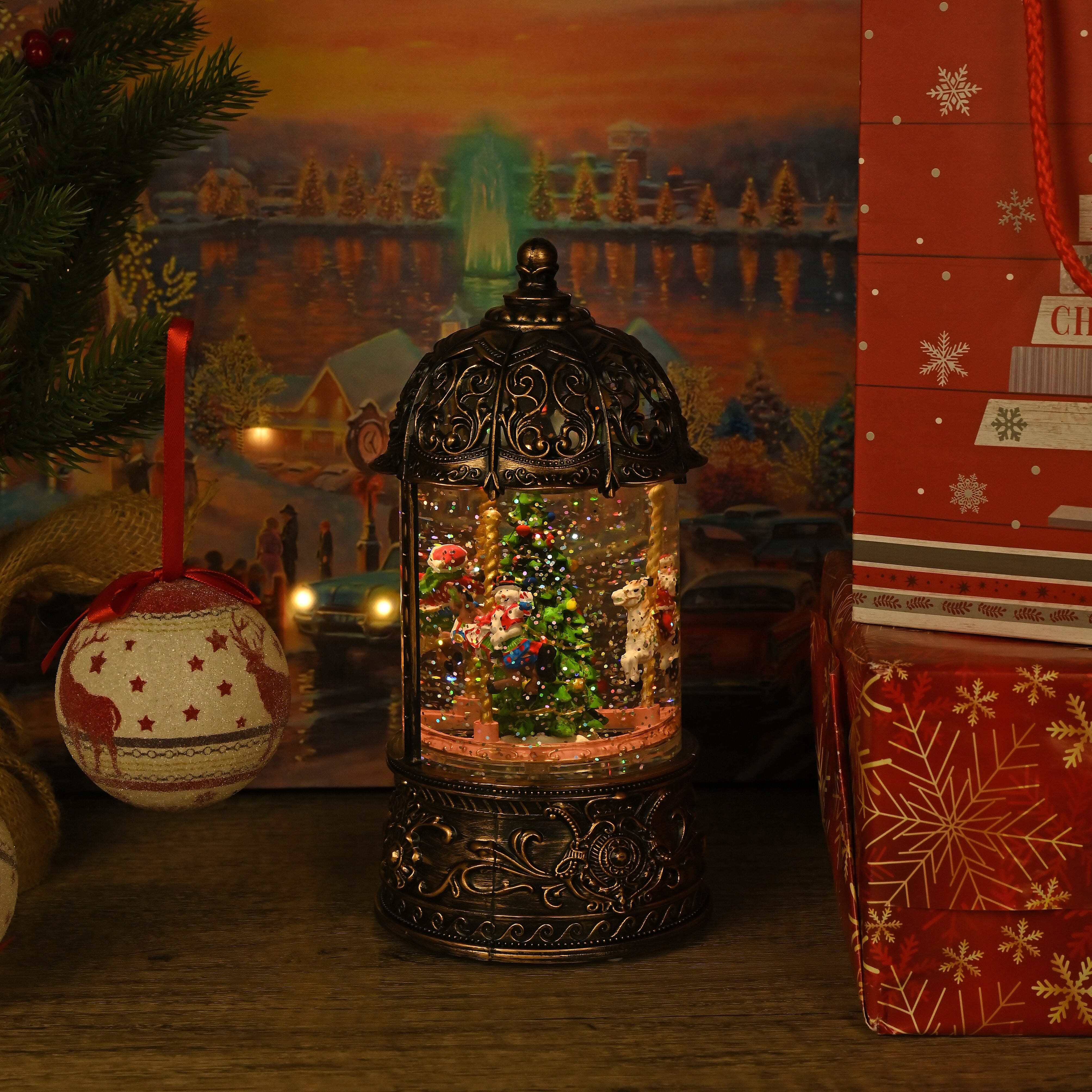 Christmas Carousel Snow Dome Lantern