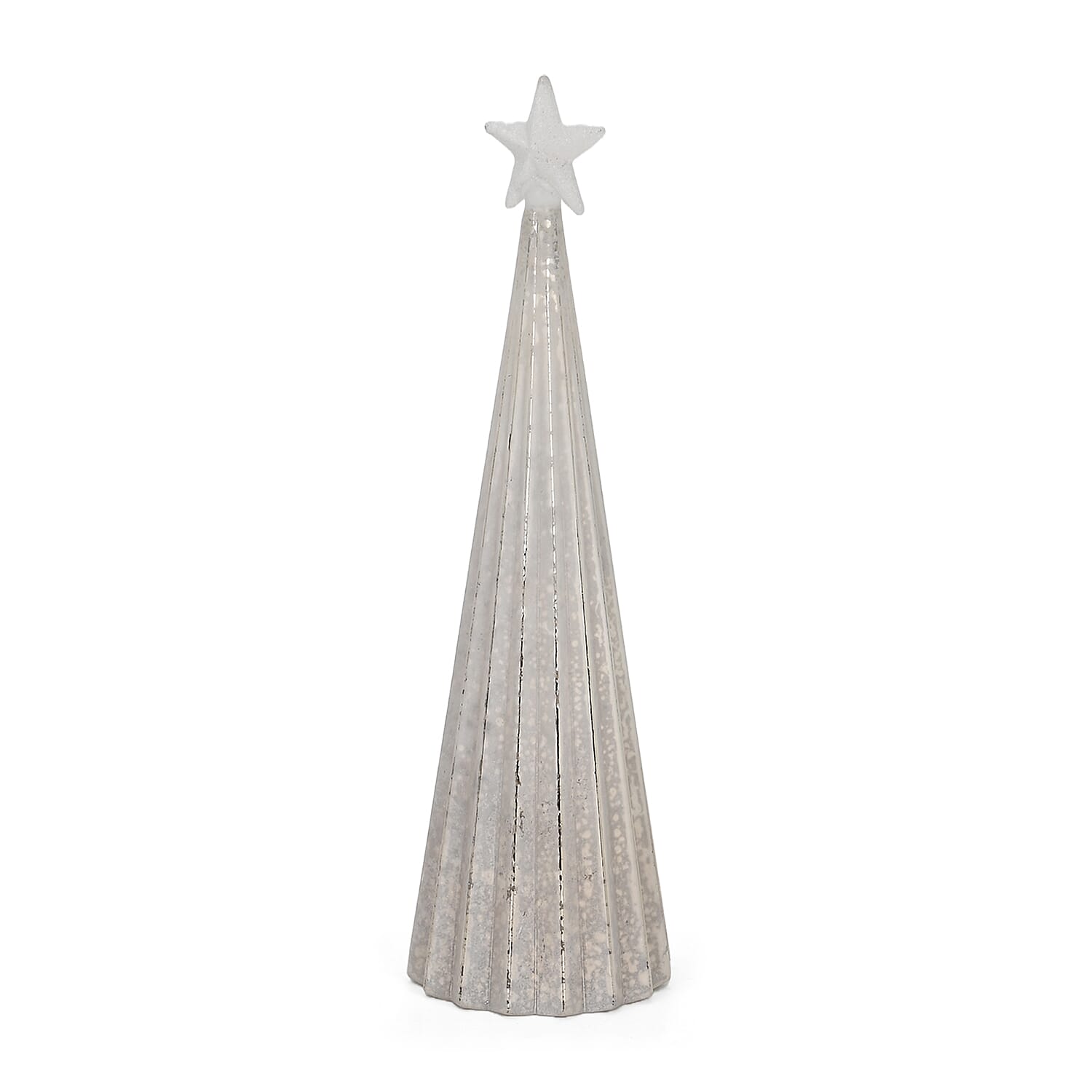 LED Striped Christmas Cone Tree - White