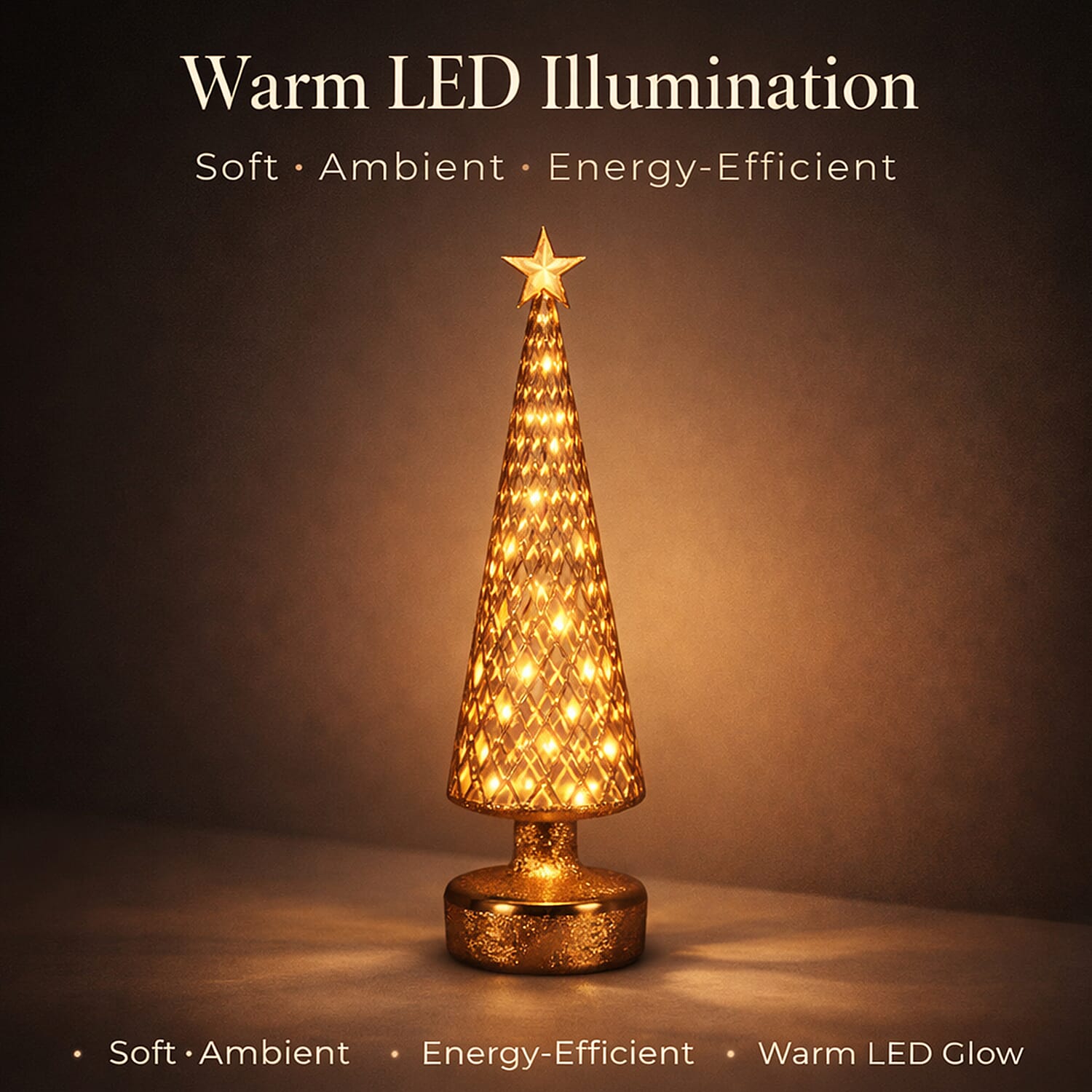 LED Striped Christmas Cone Tree - Gold