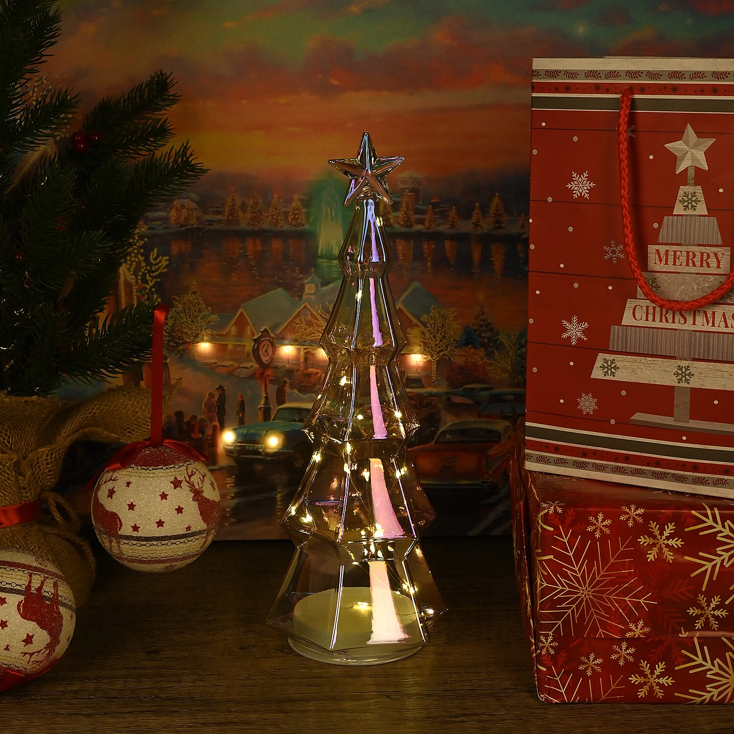 LED Striped Christmas Cone Tree - Transparent