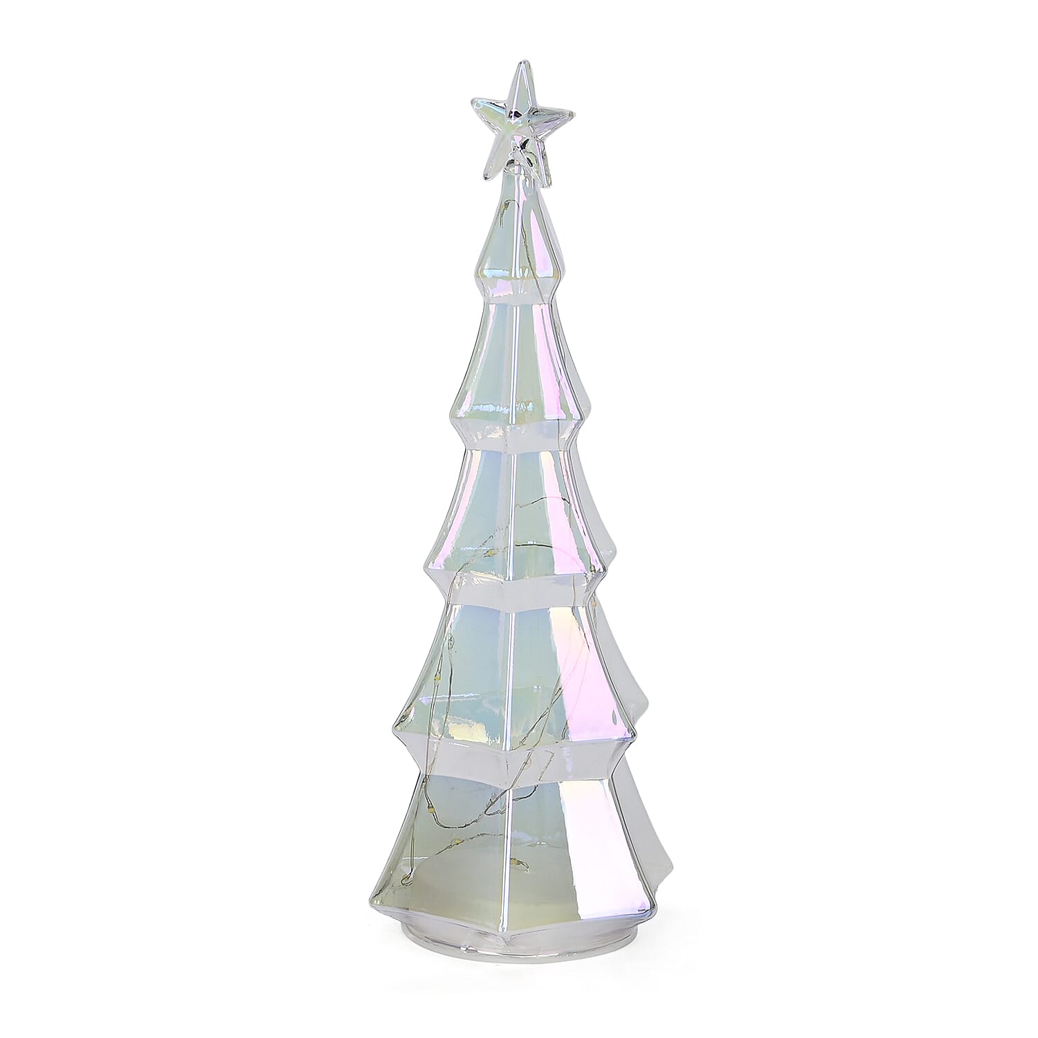 LED Striped Christmas Cone Tree - Transparent