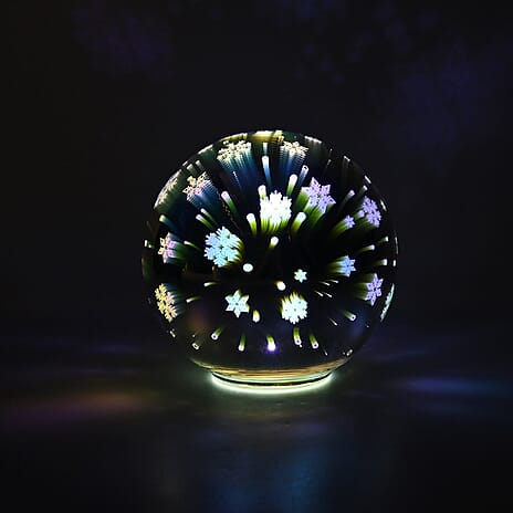 Set of 2 Snow Effect Glass Ball With White LED