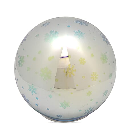 Set of 2 Snow Effect Glass Ball With White LED