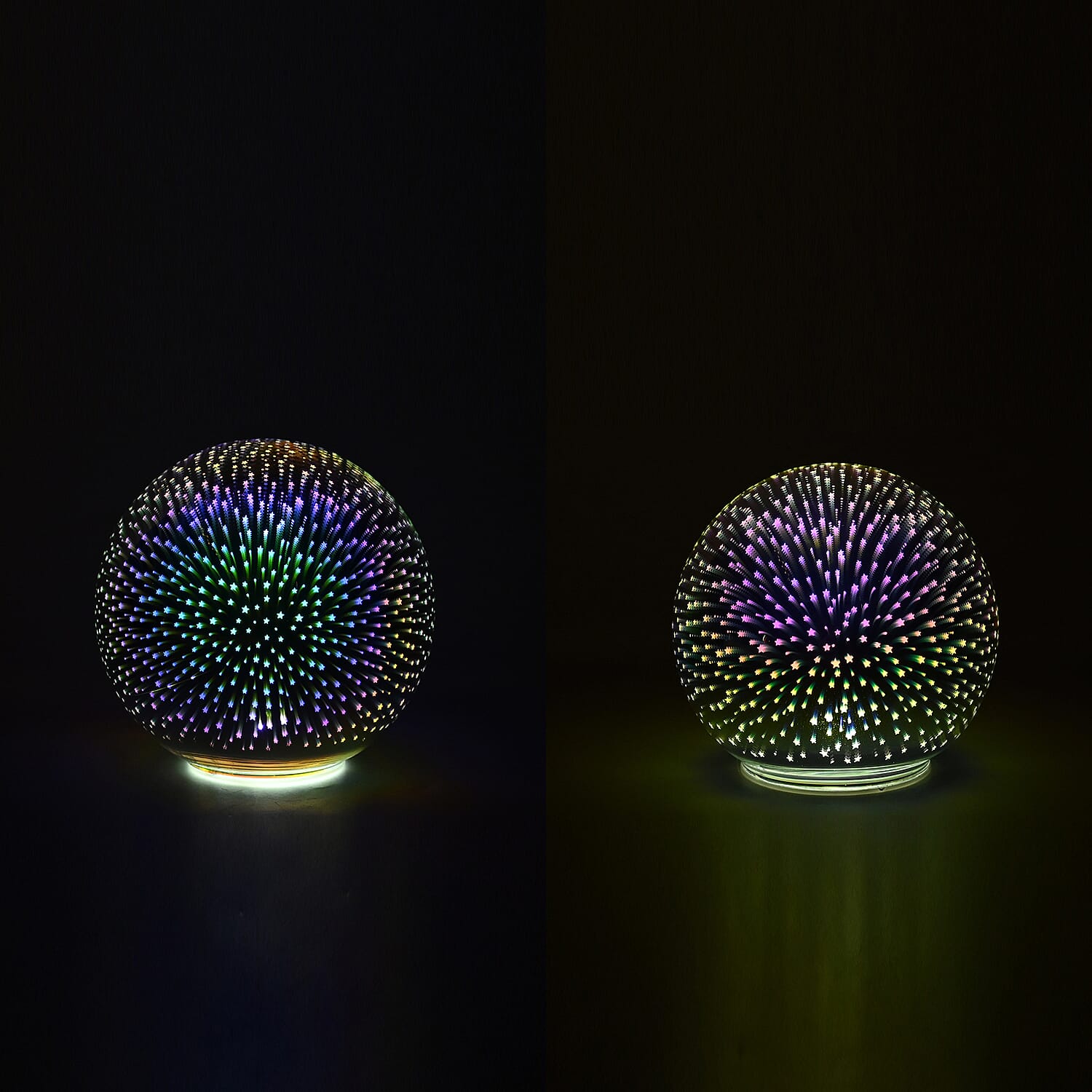 Set of 2 Star Effect Glass Ball With White LED