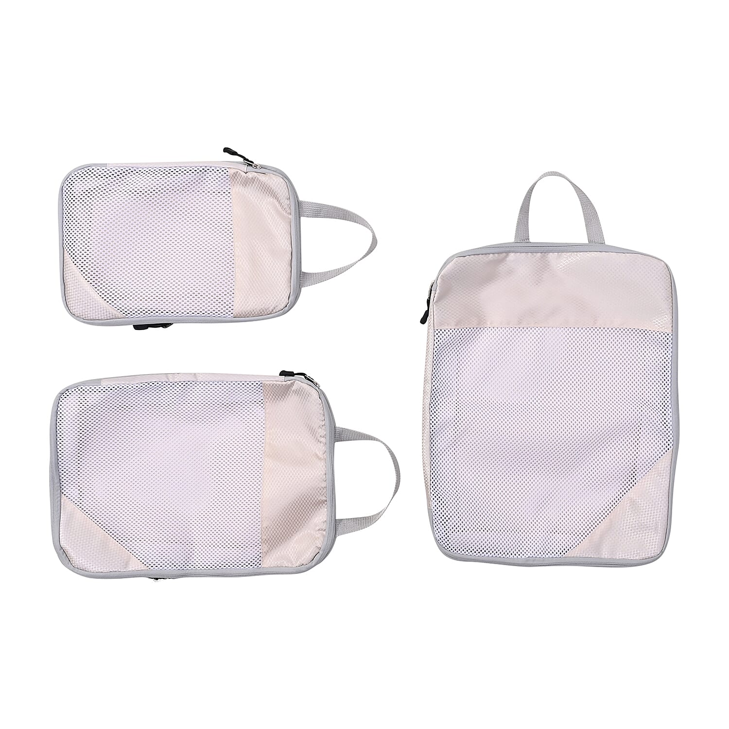 Set of 3 Space Saving Compression Storage Bags - Cream