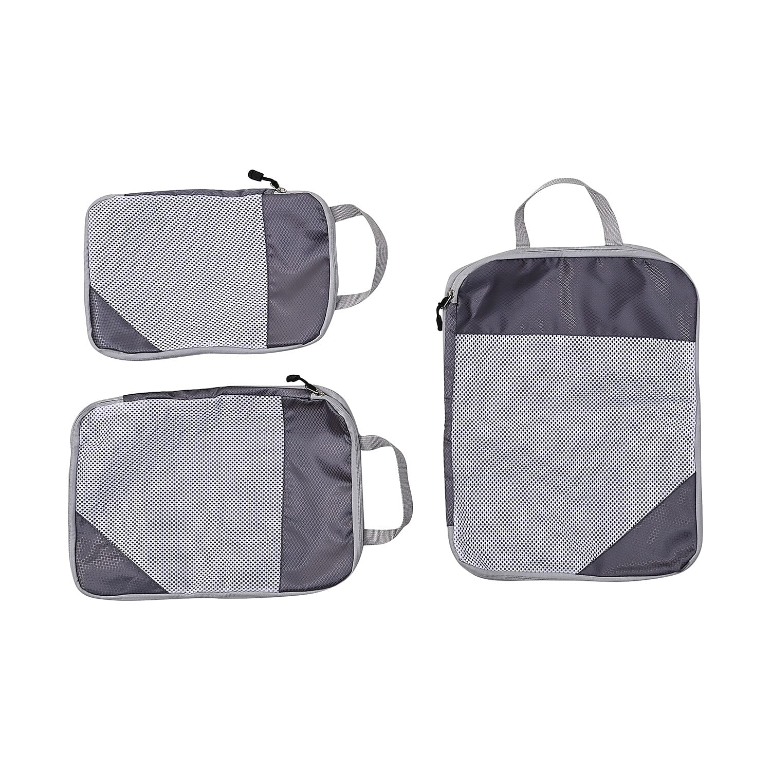 Set of 3 Expandable-Zipper Compression Storage Bags- ,Multifunctional Travel Organiser, Saves Space  (Size 31x10x41 cm) - Grey