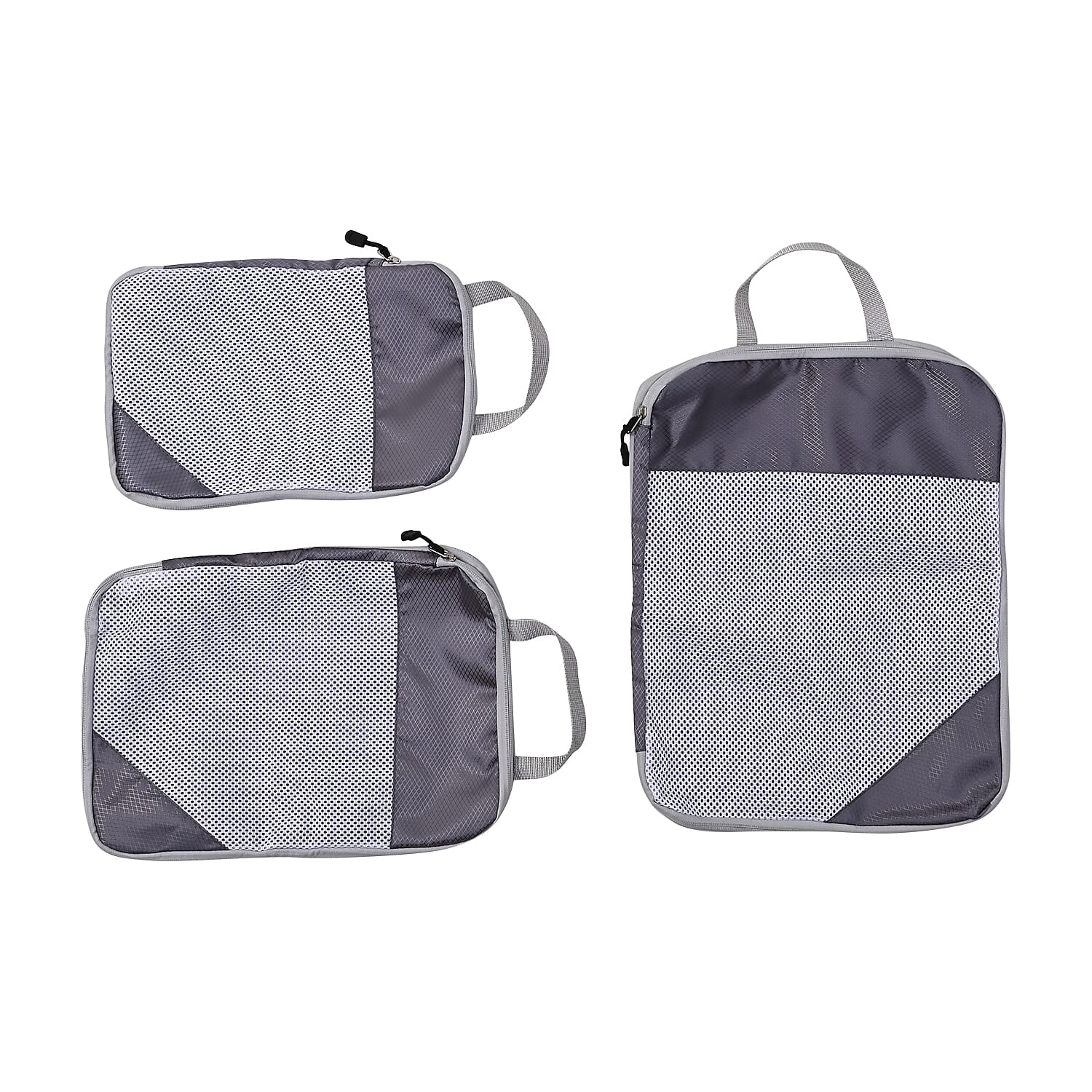 Set of 3 Expandable-Zipper Compression Storage Bags- ,Multifunctional Travel Organiser, Saves Space  (Size 31x10x41 cm) - Grey