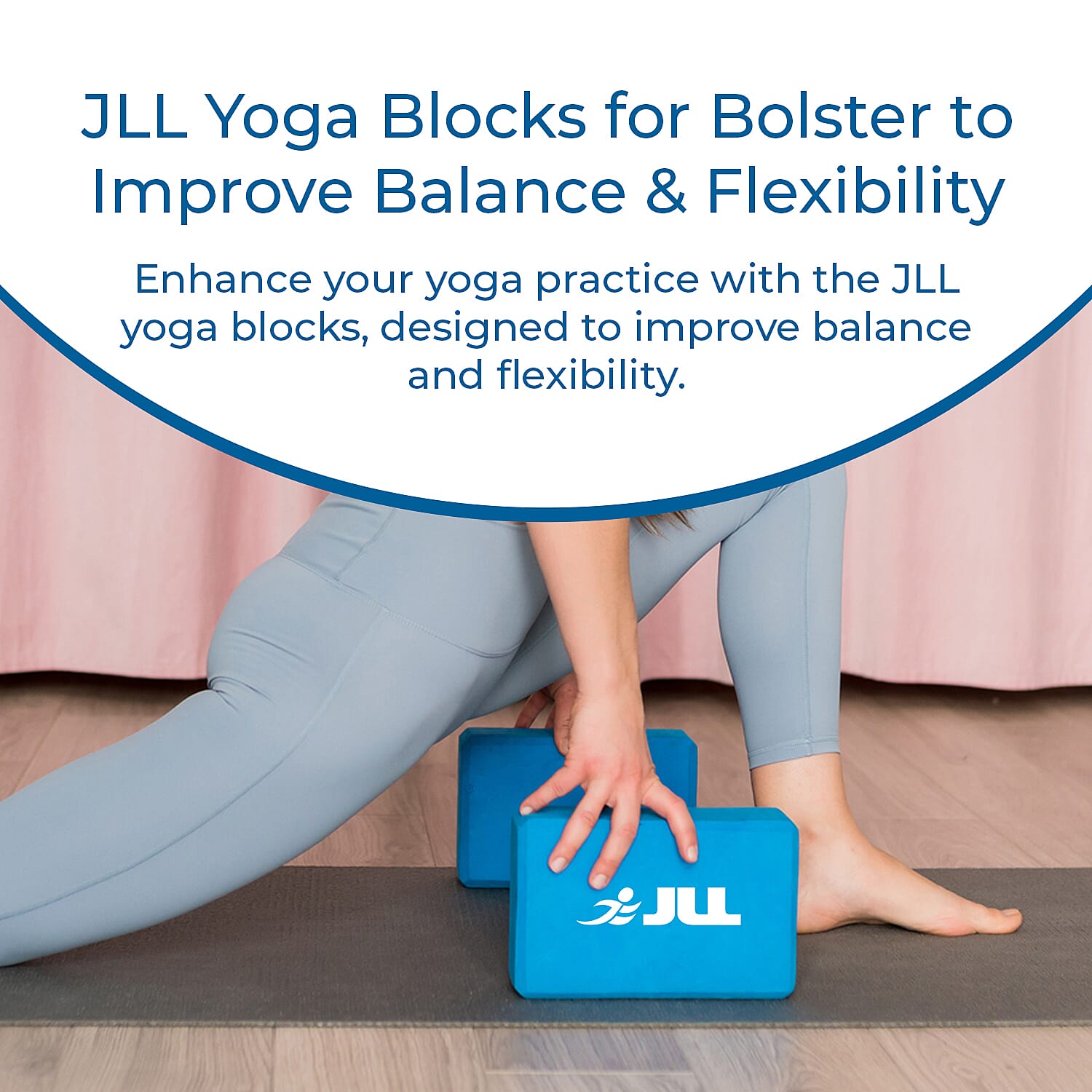 JLL Yoga Blocks for Bolster to Improve Balance & Flexibility - Blue