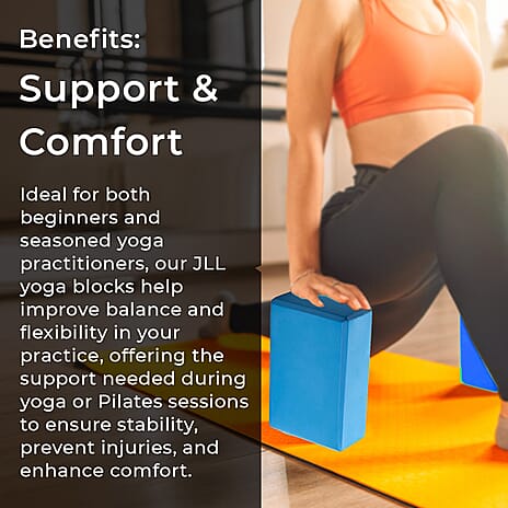 JLL Yoga Blocks for Bolster to Improve Balance & Flexibility - Blue