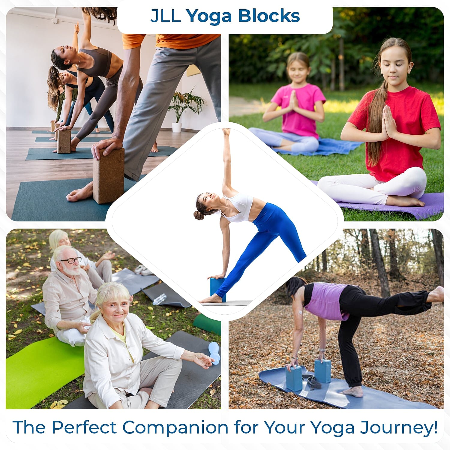 JLL Yoga Blocks for Bolster to Improve Balance & Flexibility - Blue