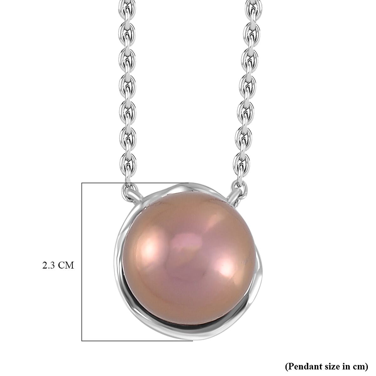 Lavender Edison Pearl Solitaire Necklace (Size - 18) in Rhodium Overlay Sterling Silver