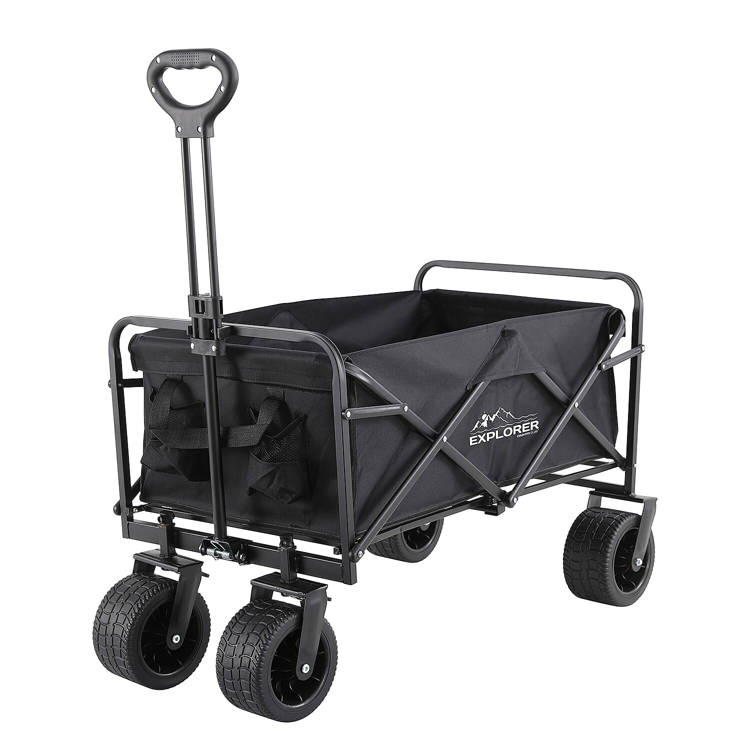 Four Wheel Portable Folding Handy Cart (Size 99x90x56 cm) - Black