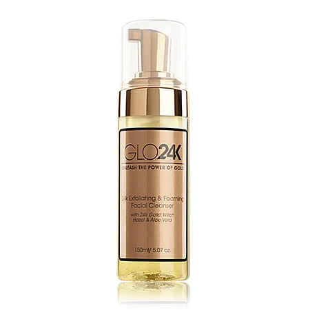 Glo24K 24k Foaming & Exfoliating Cleanser With 24k Gold, Witch Hazel and Aloe Vera - 150ml
