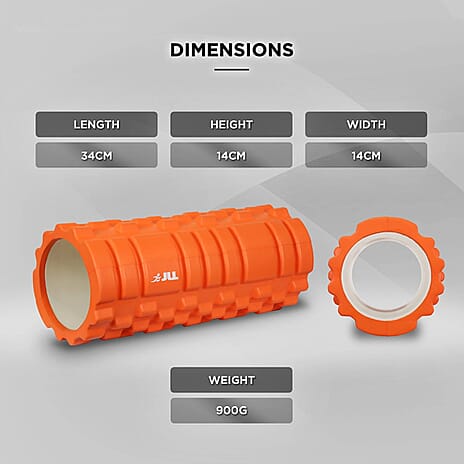 JLL Fitness Foam Roller for Deep Tissue Massage & Muscle Therapy - Orange