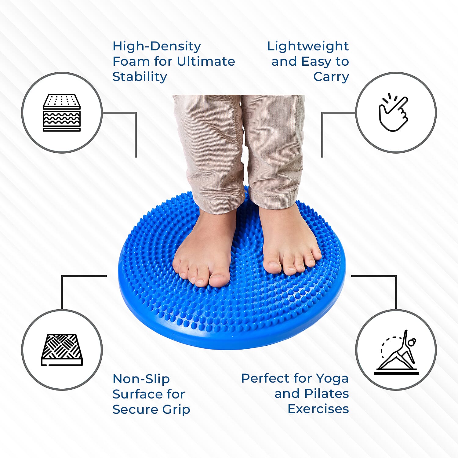 JLL Inflatable Balance Cushion for Fitness Core Training Agility Gym Workouts Yoga - Blue