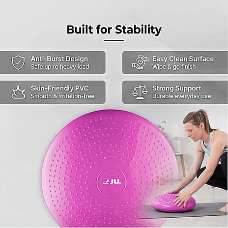 JLL Inflatable Balance Cushion for Fitness Core Training Agility Gym Workouts Yoga - Pink