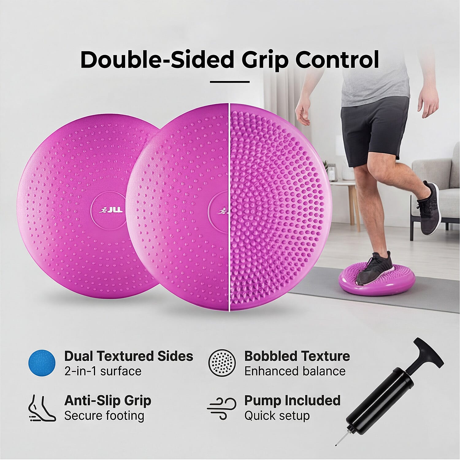 JLL Inflatable Balance Cushion for Fitness Core Training Agility Gym Workouts Yoga - Pink