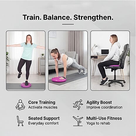 JLL Inflatable Balance Cushion for Fitness Core Training Agility Gym Workouts Yoga - Pink