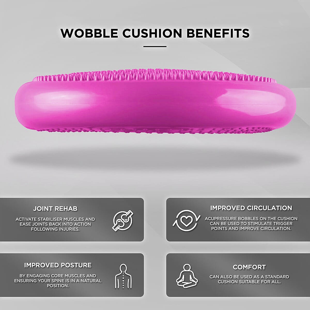 JLL Inflatable Wobble Balance Cushion - Pink JLL Inflatable Wobble Balance Cushion - Pink