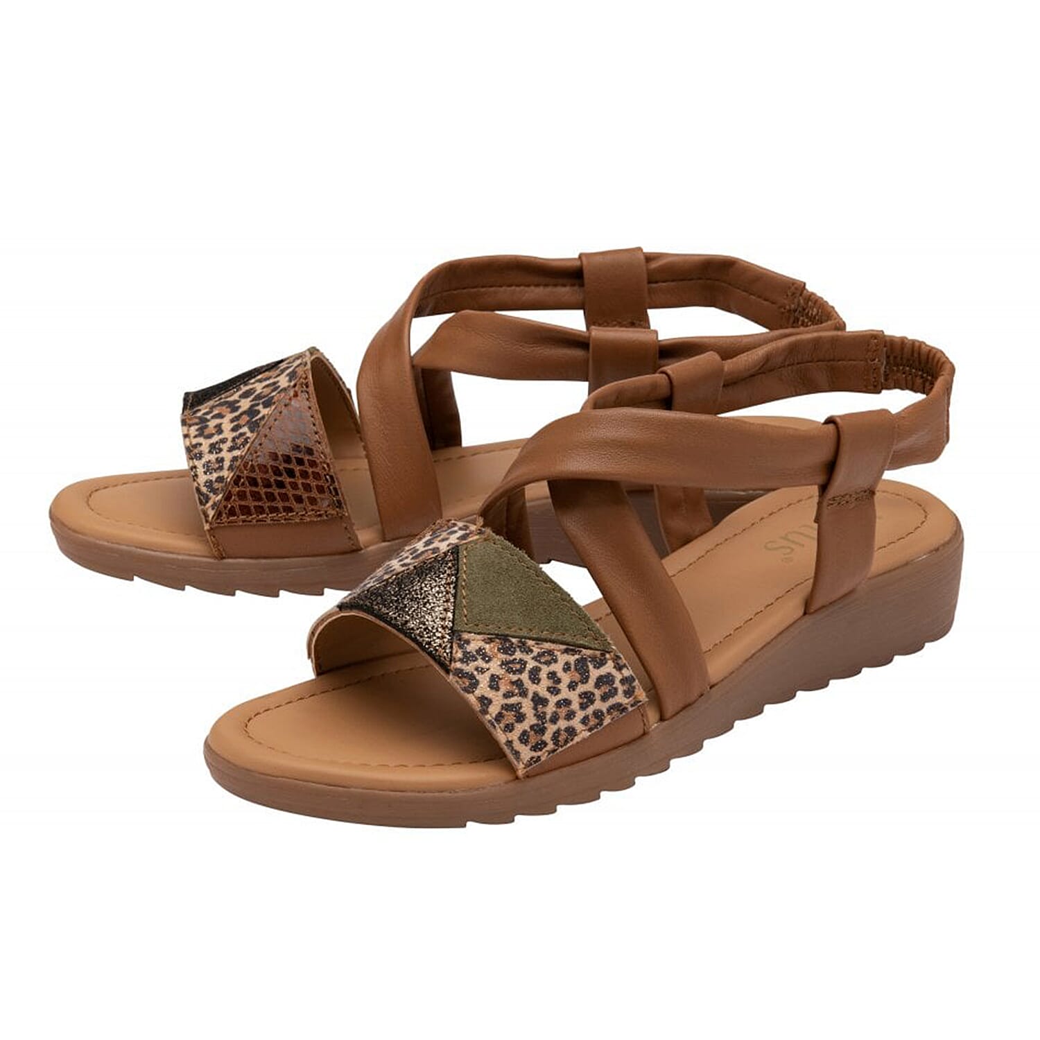 Lotus Evette Ladies Slip On Animal Print Leather Sandal (Size 4) - Tan