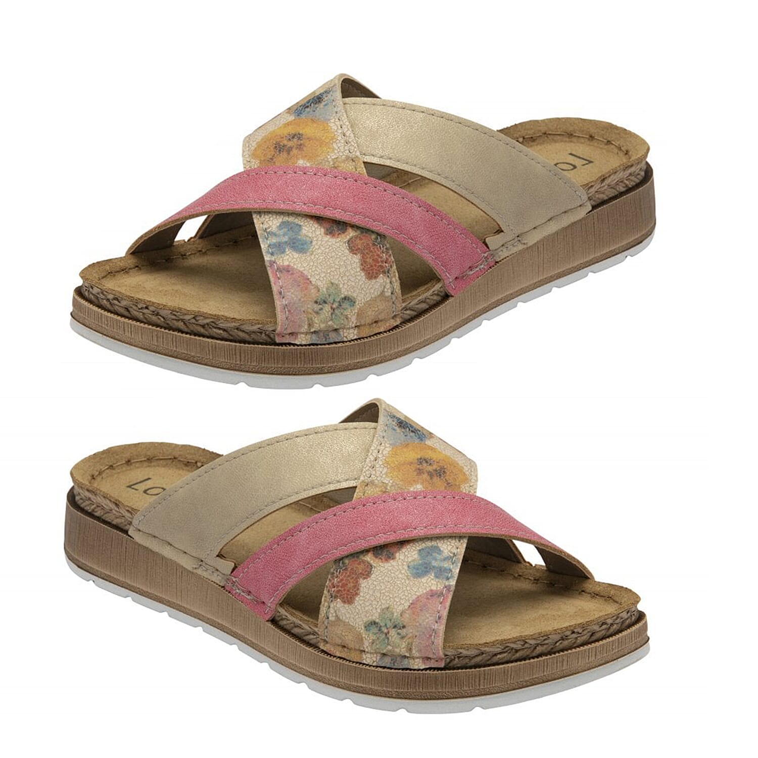 Lotus Limone Slip-on Floral Printed Mule Sandal (Size 3) - Pink