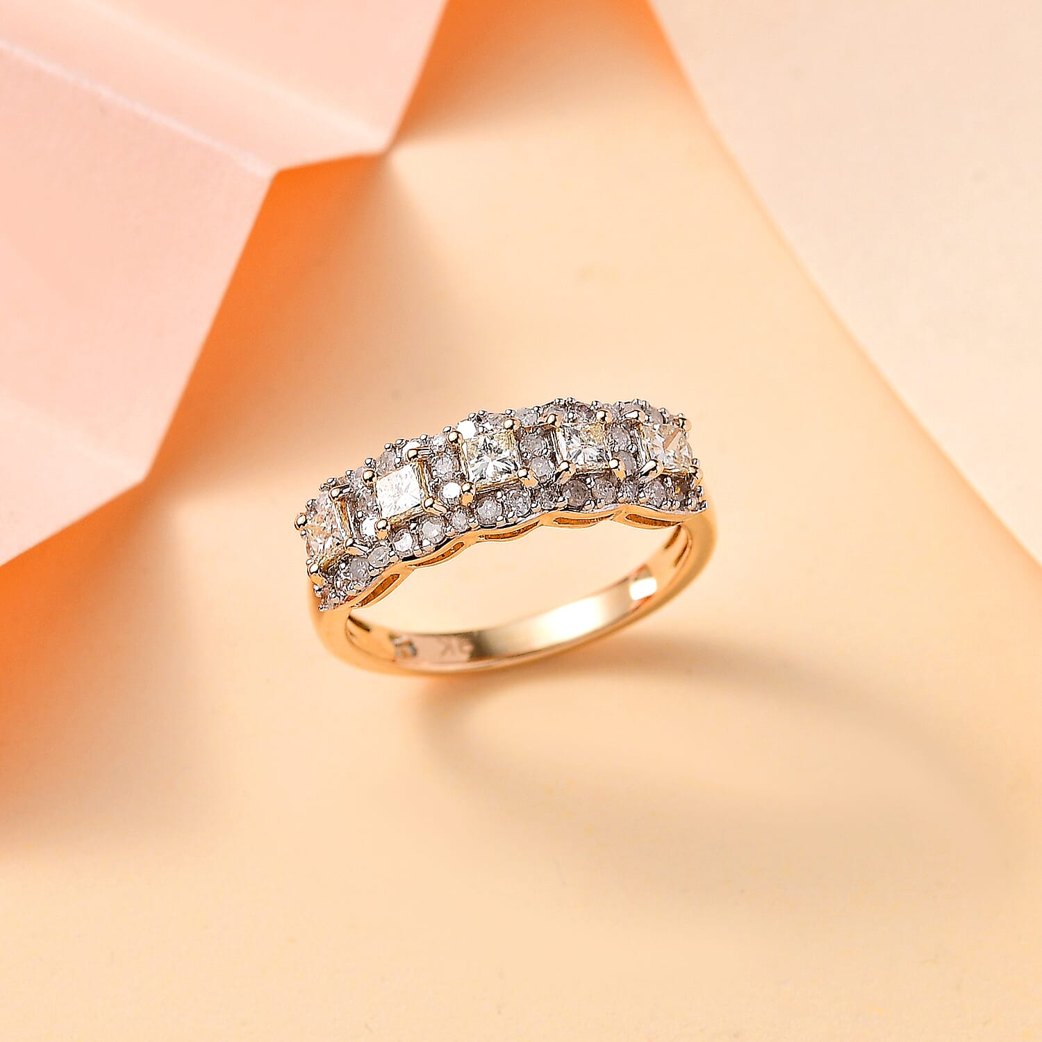 NY Closoeut Deal - 1 Carat Natural Yellow & White Diamond Certified Ring in 9K Yellow Gold