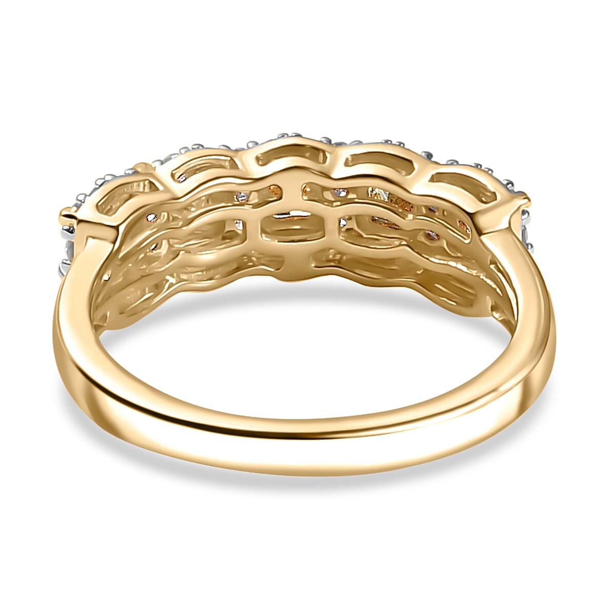 NY Closoeut Deal - 1 Carat Natural Yellow & White Diamond Certified Ring in 9K Yellow Gold