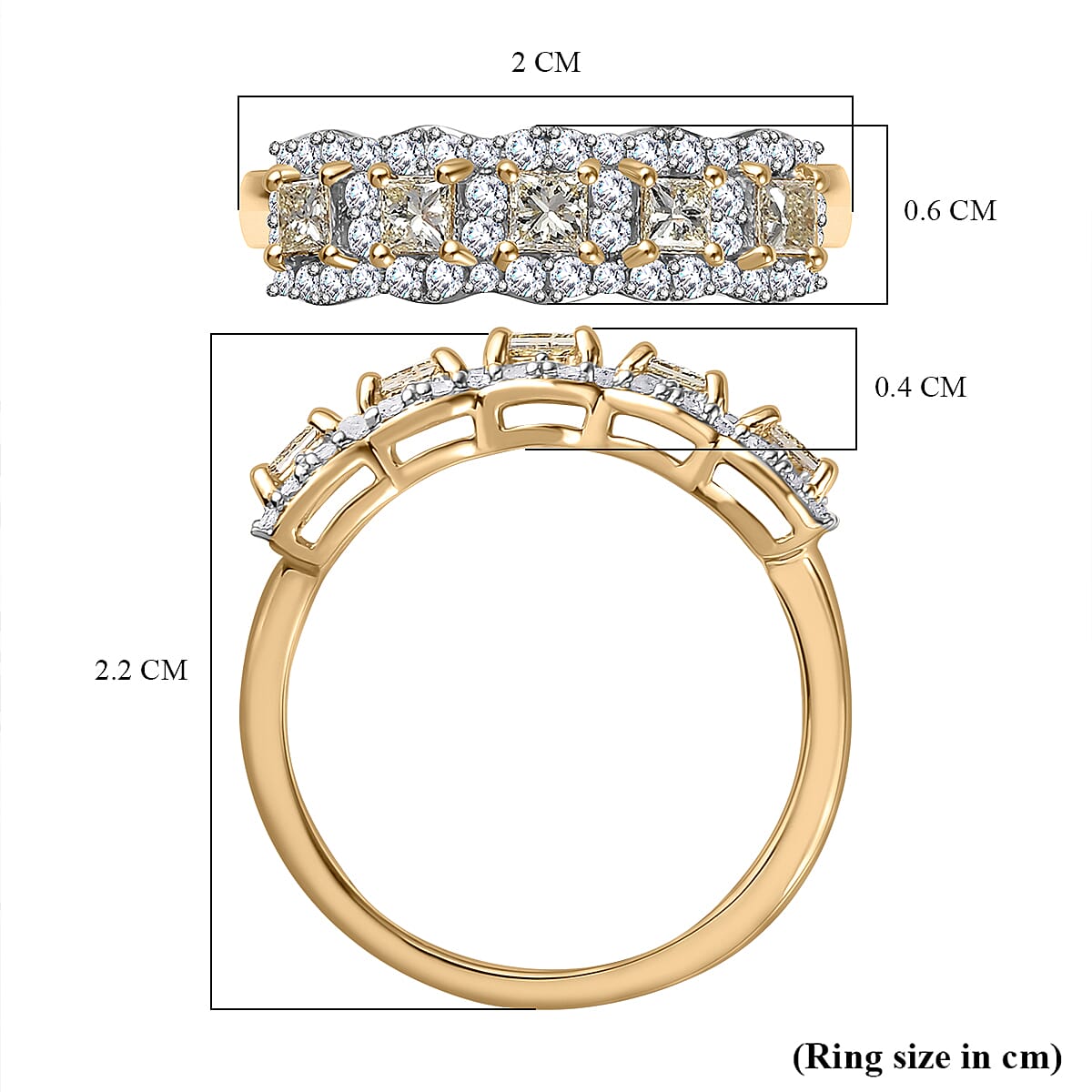 NY Closoeut Deal - 1 Carat Natural Yellow & White Diamond Certified Ring in 9K Yellow Gold