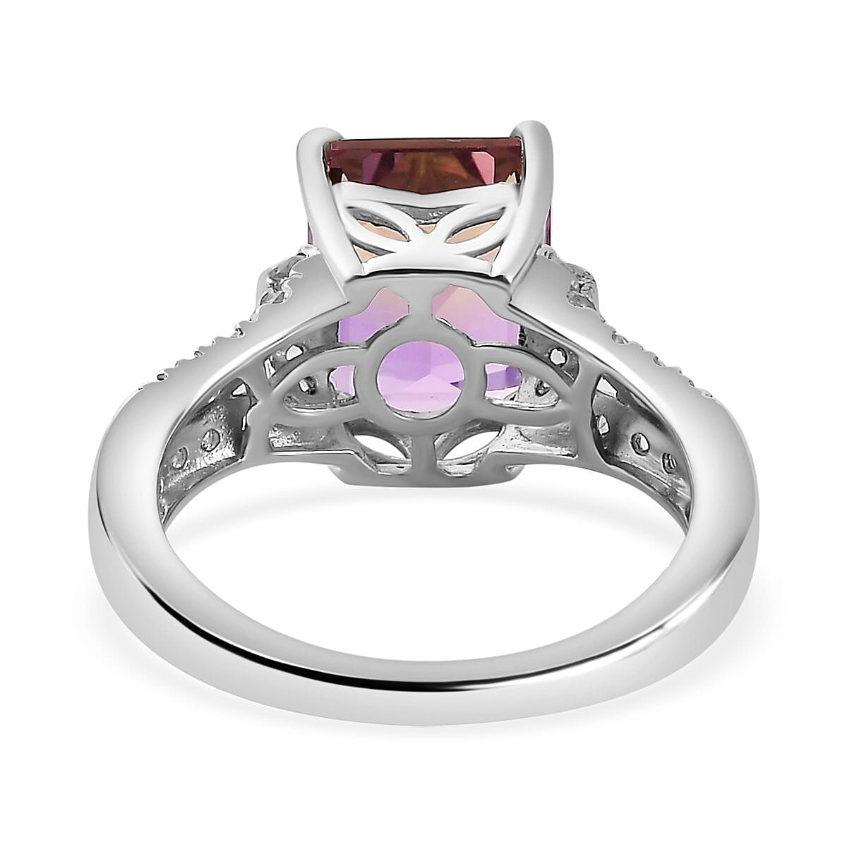 Ametrine & Natural Zircon Ring in Rhodium Overlay Sterling Silver 4.05 Ct. Ametrine & Natural Zircon Ring in Rhodium Overlay Sterling Silver 4.05 Ct.