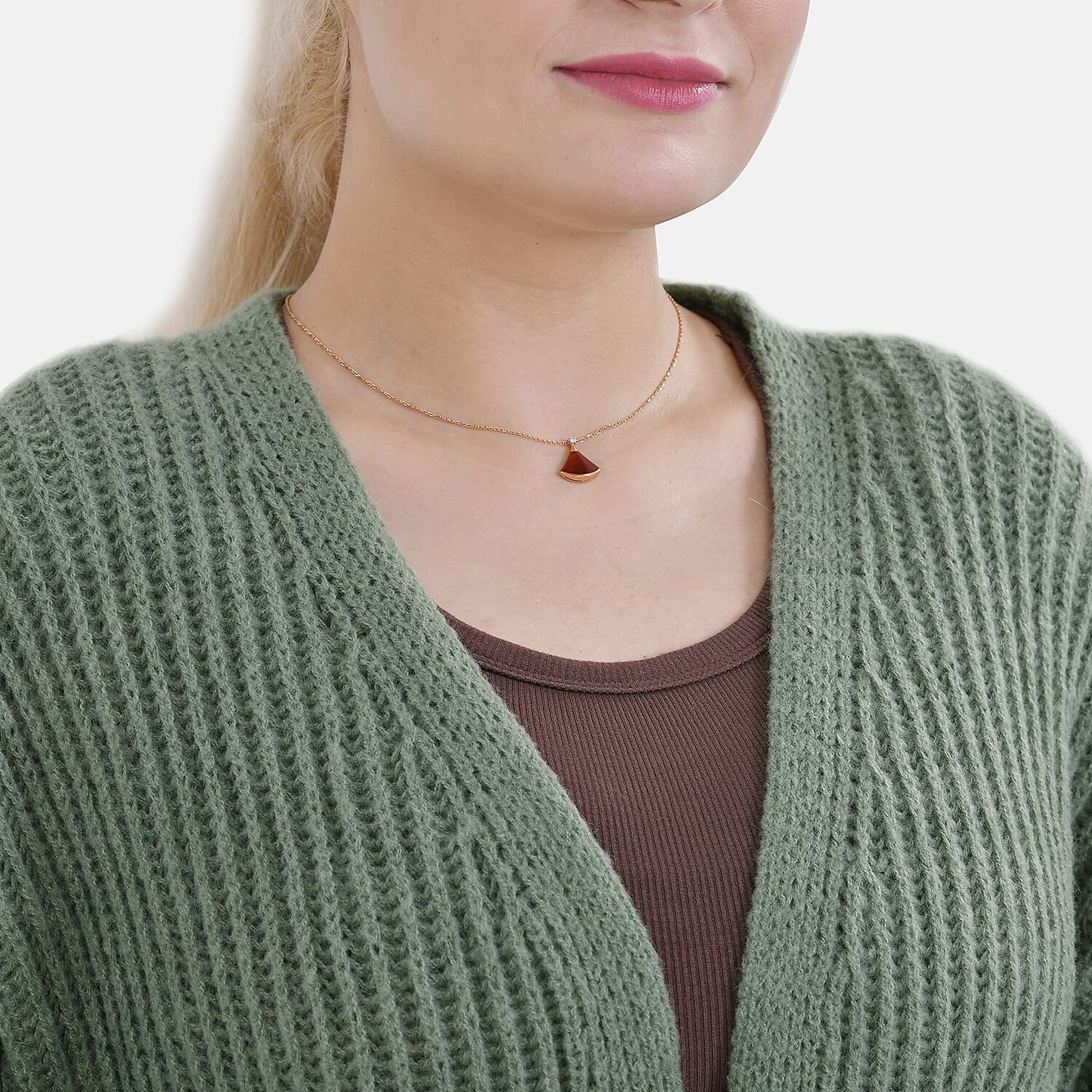 TAMSY Open Front Full Sleeve Knitted Cardigan (One Size) - Green