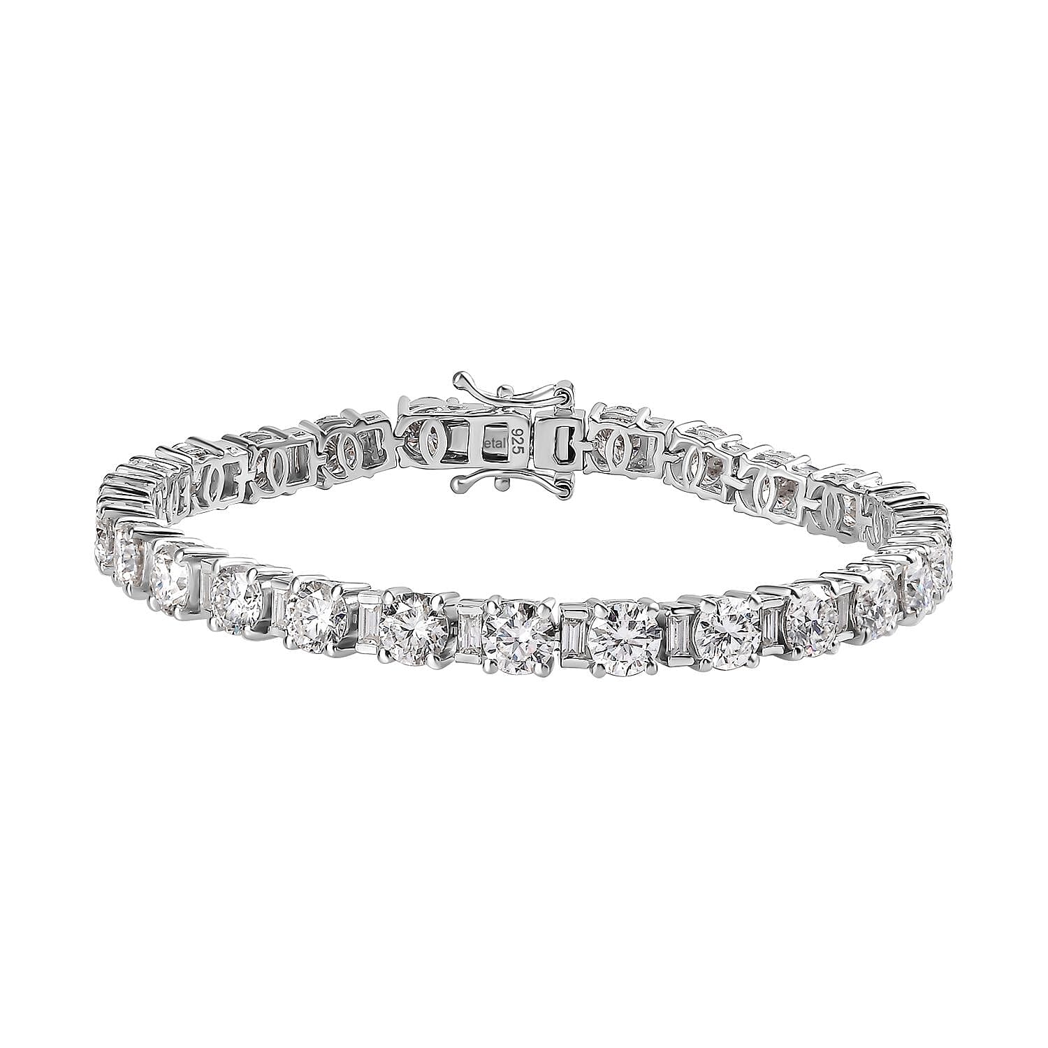 Moissanite Tennis Bracelet in Rhodium Overlay Sterling Silver 