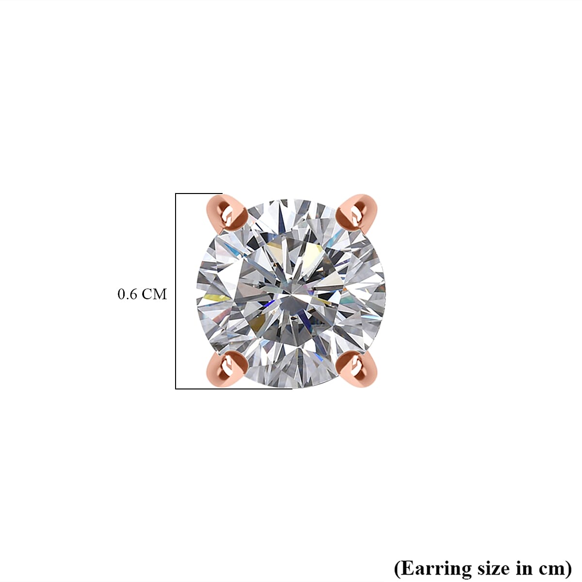 Moissanite  Earring in 18K RG Vermeil Sterling Silver 0.90 ct  0.932  Ct.