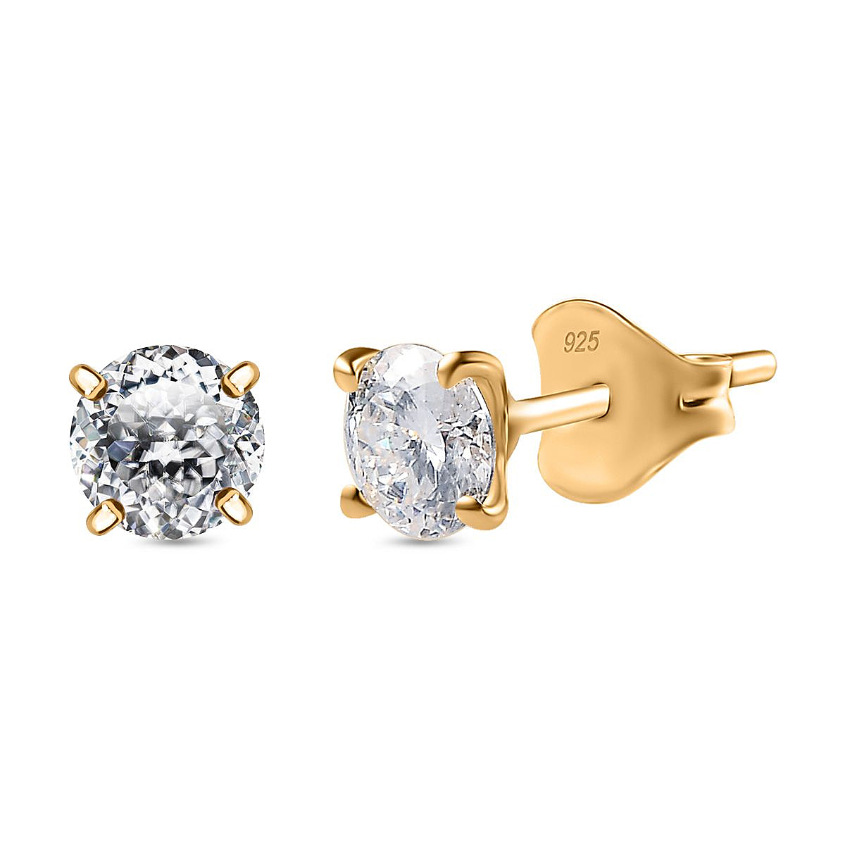 Moissanite Solitaire Stud Earring in 18k Gold Vermeil Sterling Silver 1.00 Ct.