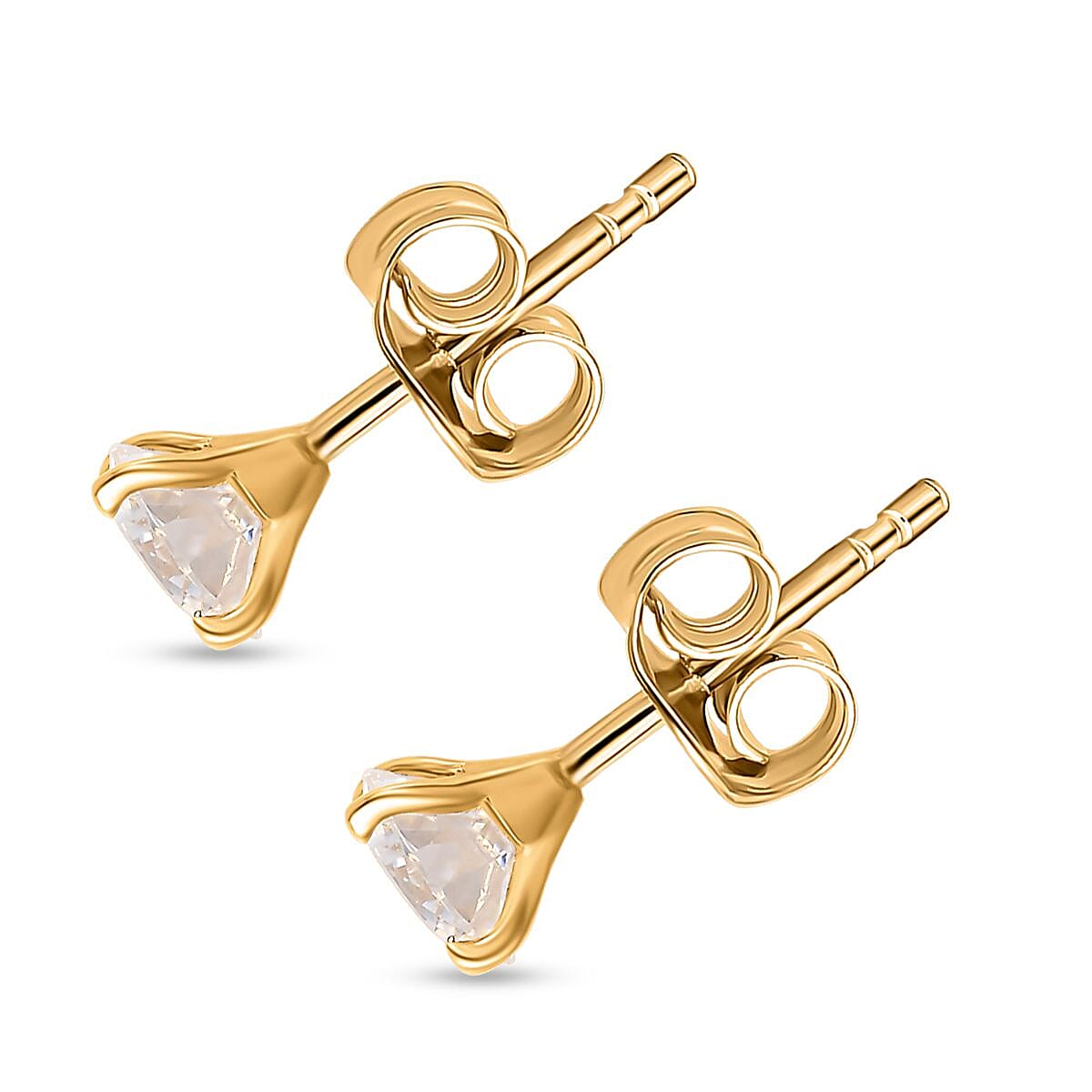 Moissanite Solitaire Stud Earrings in 18k Gold Vermeil Plated Sterling Silver 1.00 Ct.