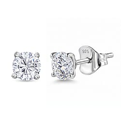 Moissanite Solitaire Stud Earrings in 18K Vermeil Yellow Gold Plated Sterling Silver