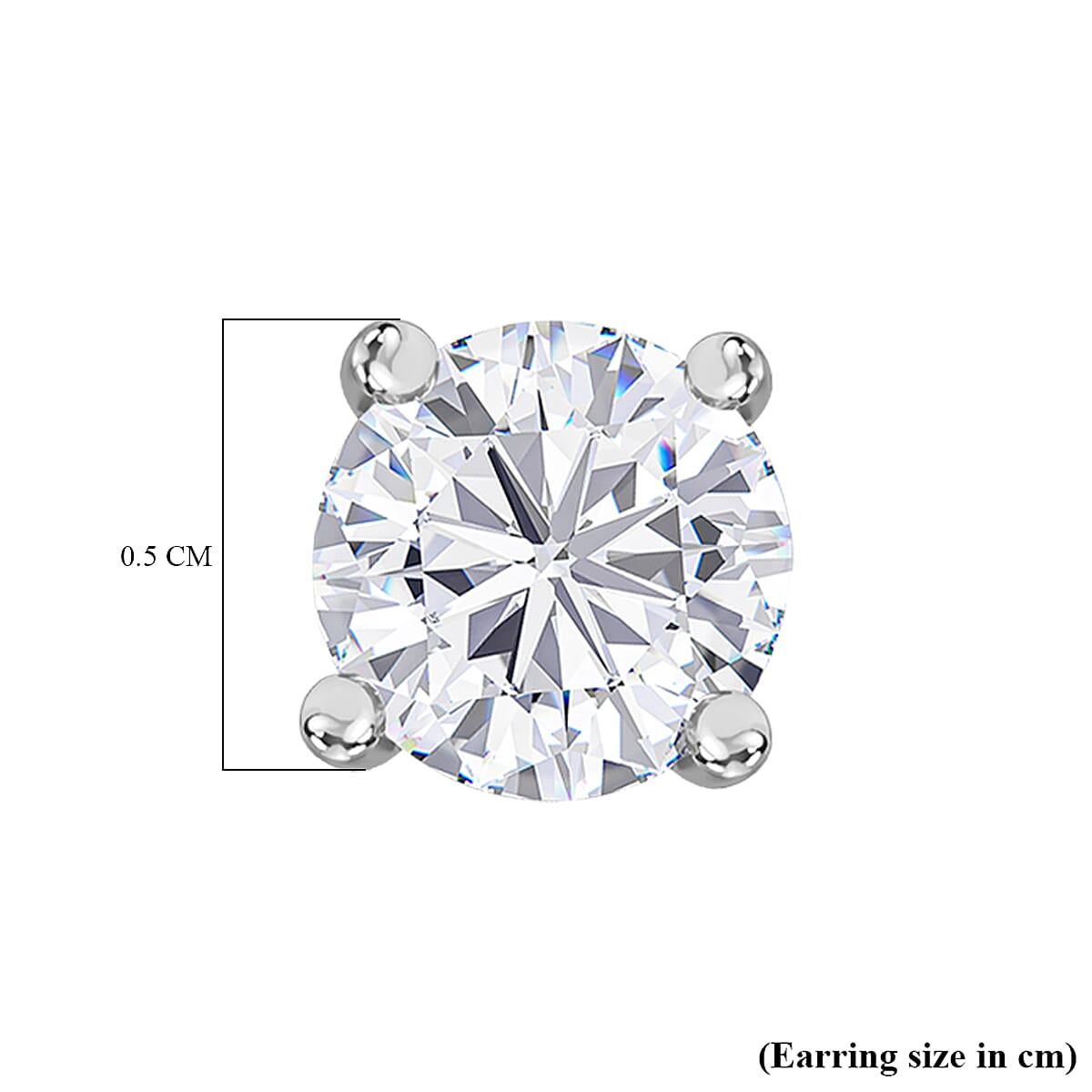 Moissanite Solitaire Stud Earring with Push Back in Rhodium Overlay Sterling Silver