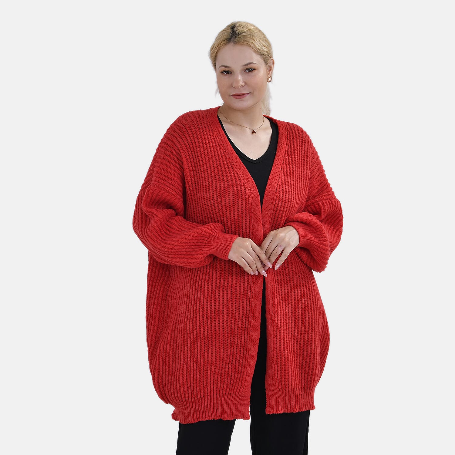 TAMSY Plain Cardigan (One Size) - Red